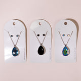 Swarovski Tear Drop Necklace & Post Earrings - Aaria Tees Aaria Tees