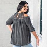 Cold Shoulder Juliet Sleeve Top - Aaria Tees Aaria Tees