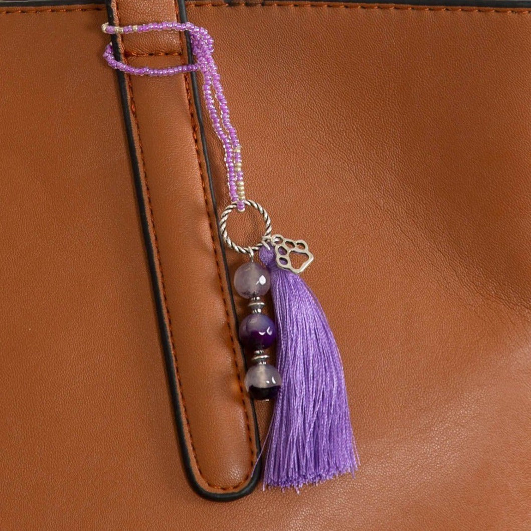 Beaded Purple Paw Bag Charm! - Aaria Tees Aaria Tees