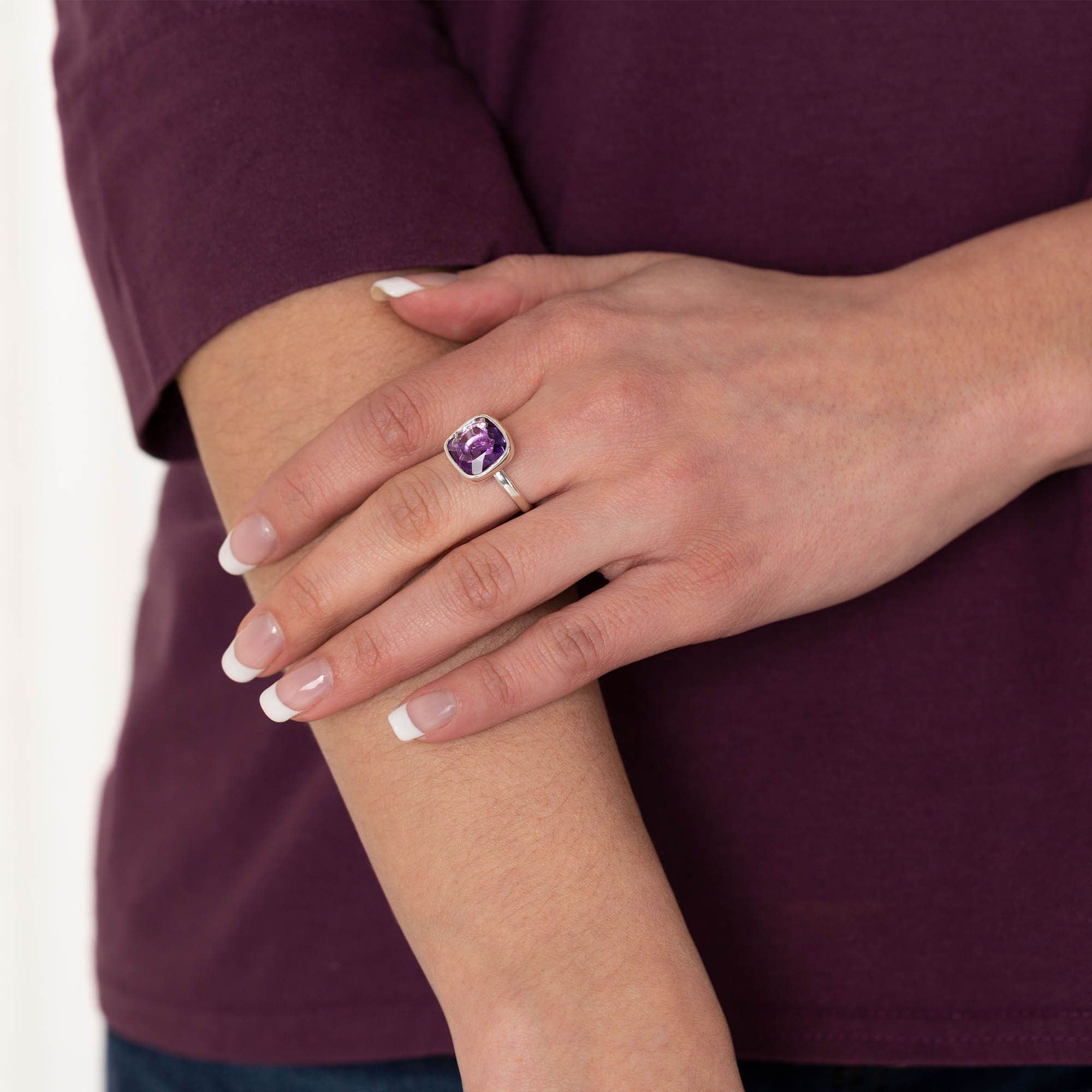 Classic Cut Sterling & Amethyst Ring - Aaria Tees Aaria Tees