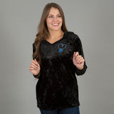 Crushed Velvet Paw Print Hooded Tunic - Aaria Tees Aaria Tees