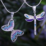 Fluttering Friends Sterling & Crystal Necklace - Aaria Tees Aaria Tees