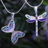 Fluttering Friends Sterling & Crystal Necklace - Aaria Tees Aaria Tees