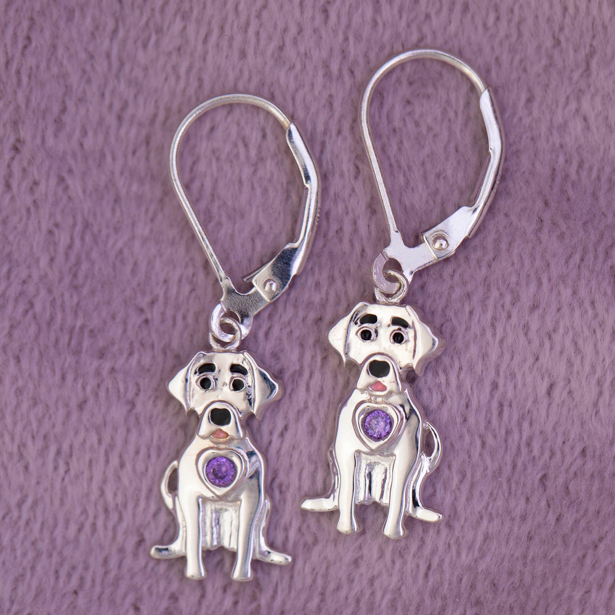 Sterling & Crystal Pup Earrings - Aaria Tees Aaria Tees
