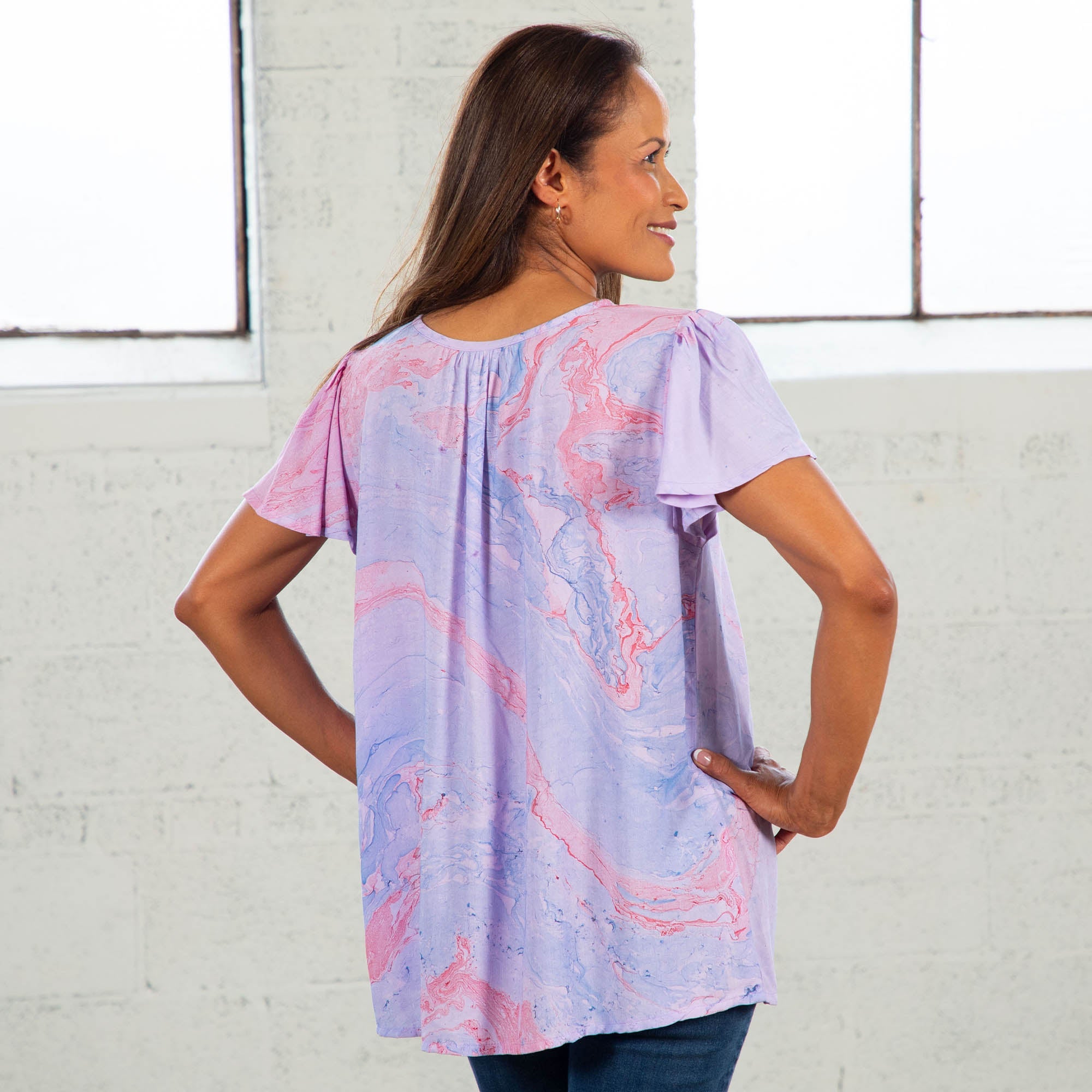 Seashore Breeze Flutter Sleeve Top - Aaria Tees Aaria Tees