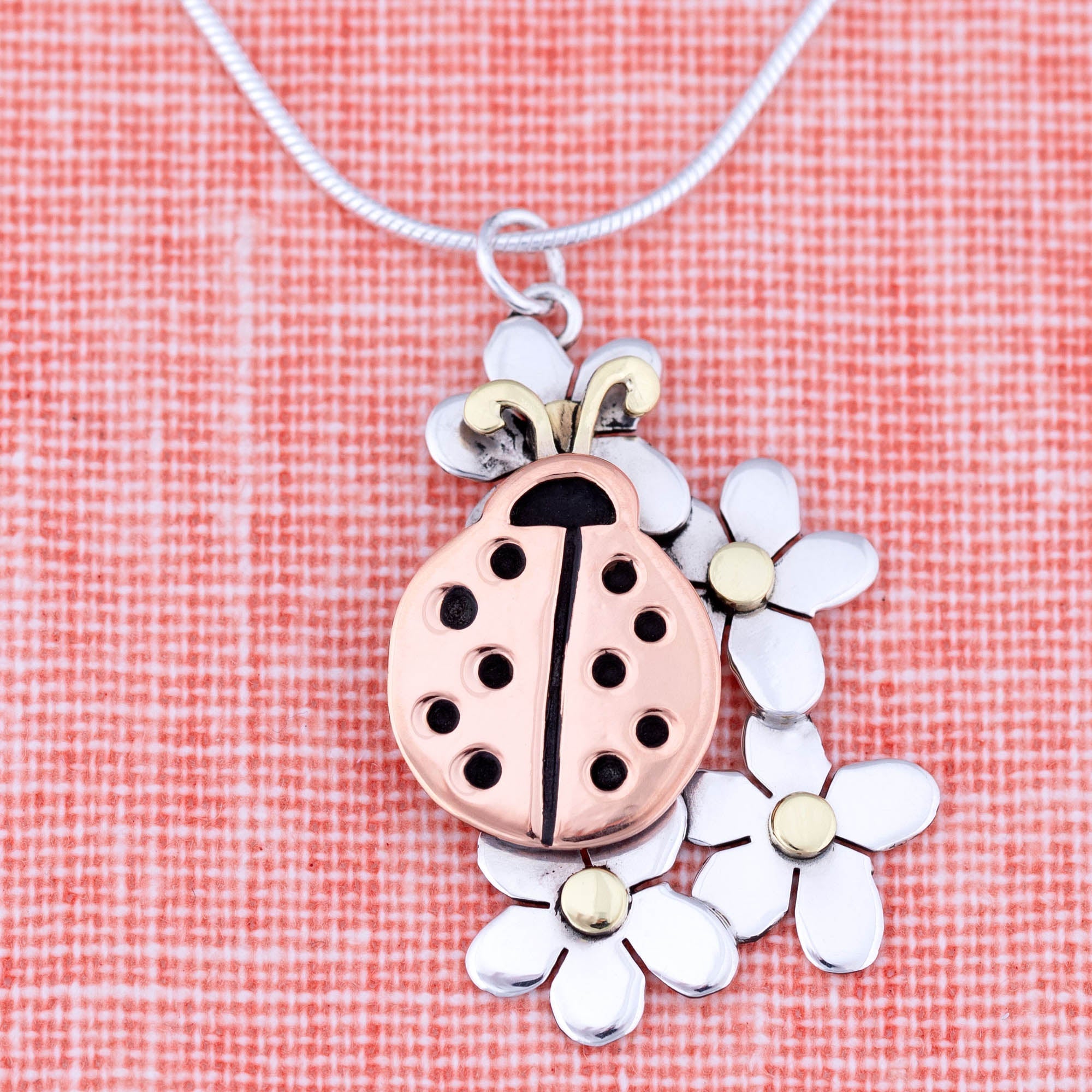 Lucky Ladybug Sterling Necklace - Aaria Tees Aaria Tees