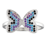 Sparkle Butterfly Sterling & Crystal Ring - Aaria Tees Aaria Tees