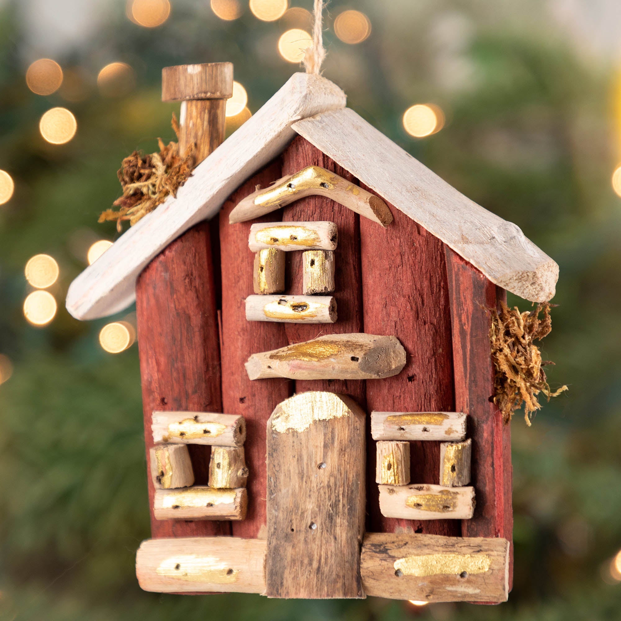 Handmade Recycled Driftwood Christmas House Ornament - Aaria Tees Aaria Tees