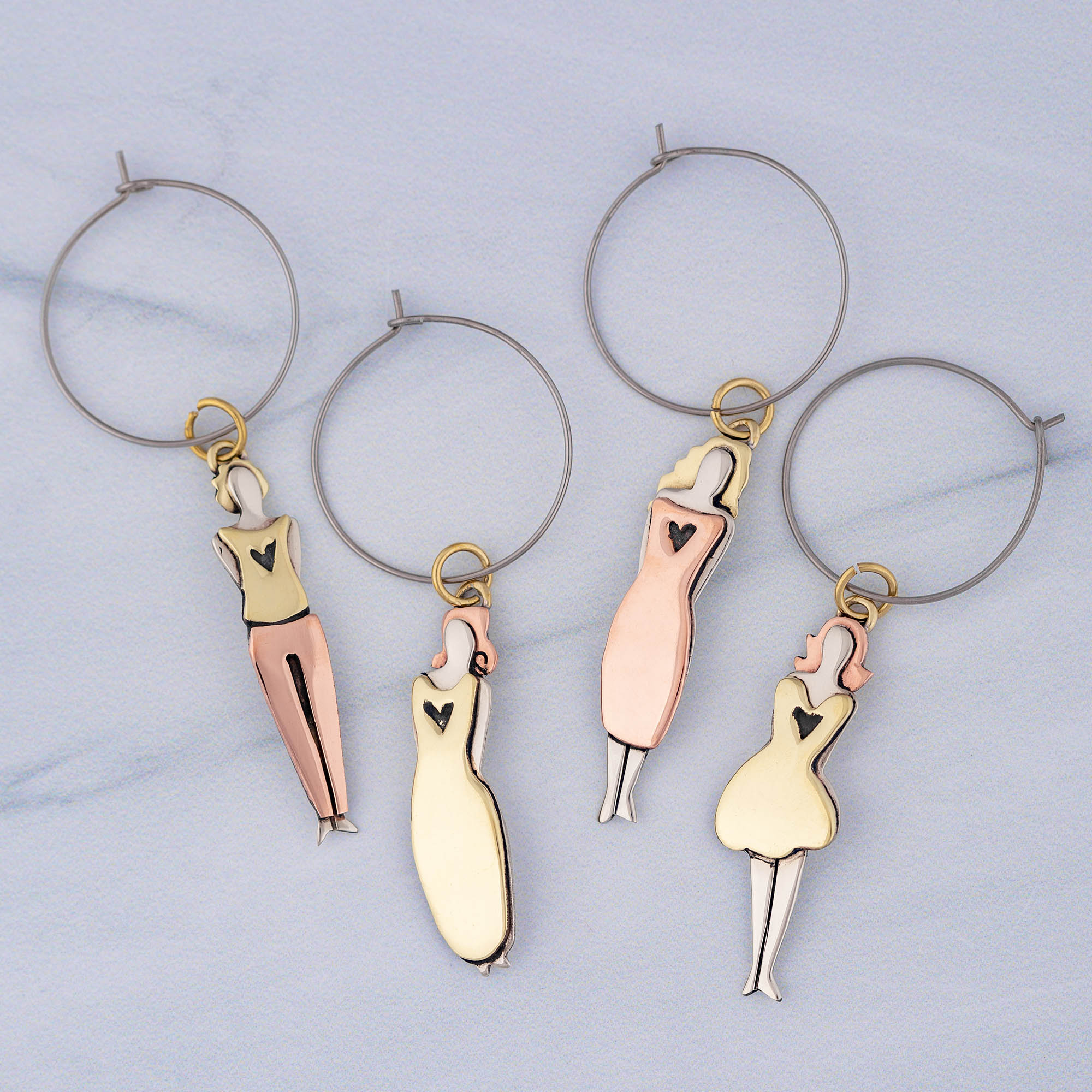 Between Sisters Wine Charms - Set of 4 - Aaria Tees Aaria Tees