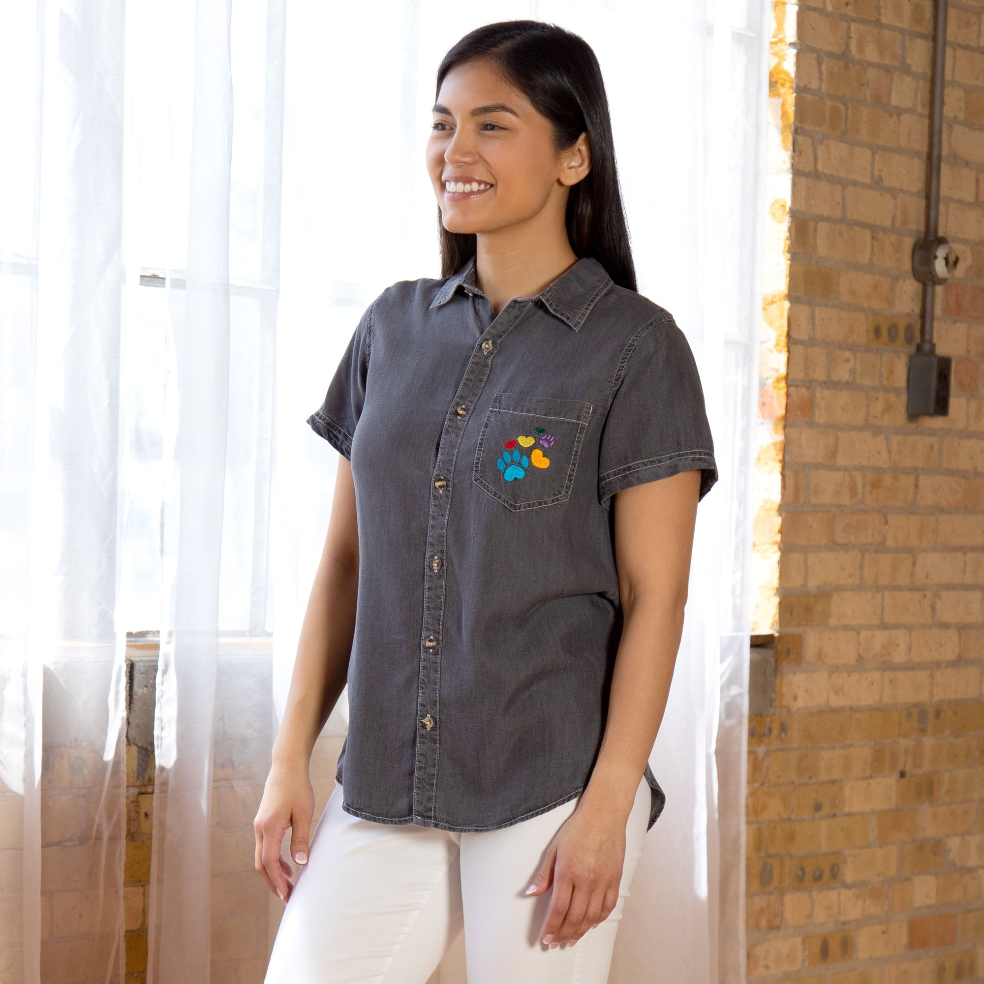 Paw Print Short Sleeve Camp Shirt - Aaria Tees Aaria Tees