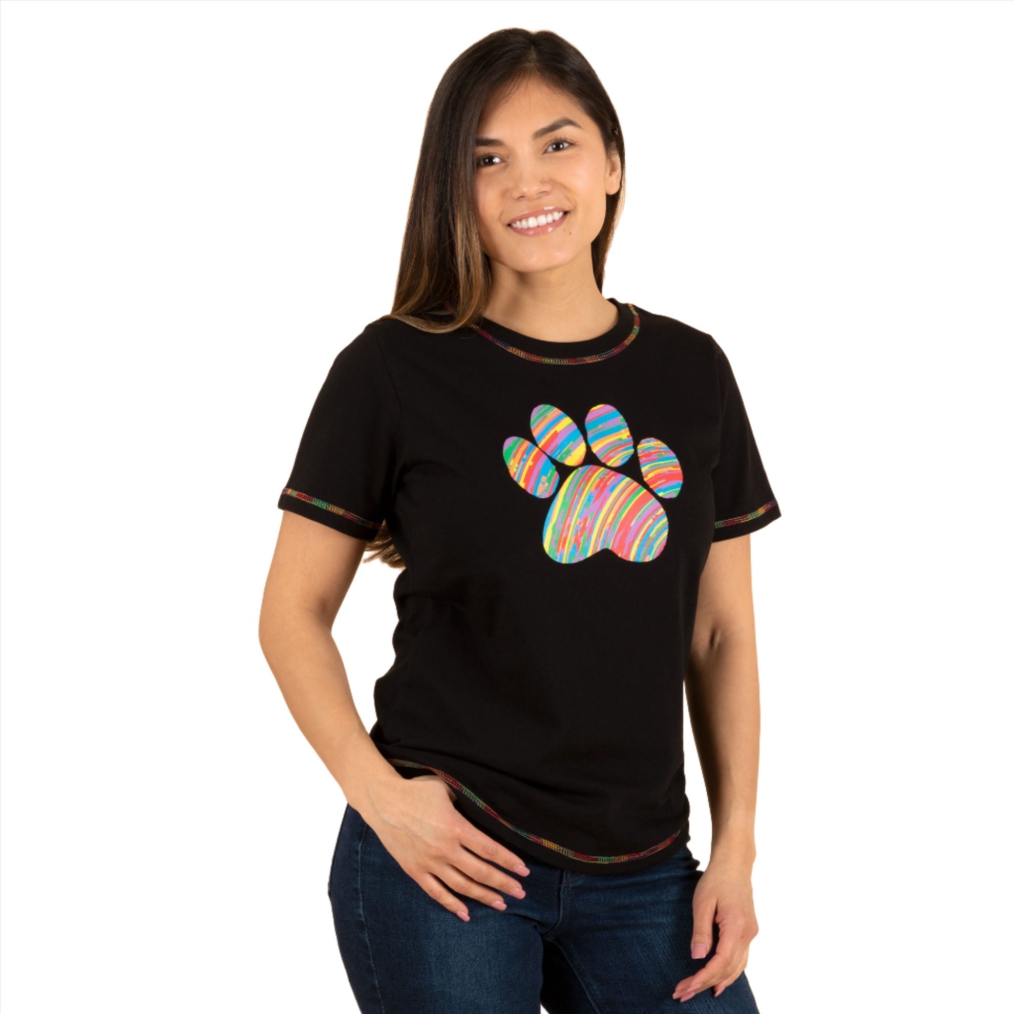 Paw Print Rainbow Short Sleeve T-Shirt - Aaria Tees Aaria Tees