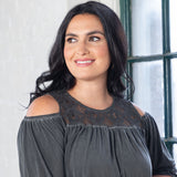 Cold Shoulder Juliet Sleeve Top - Aaria Tees Aaria Tees