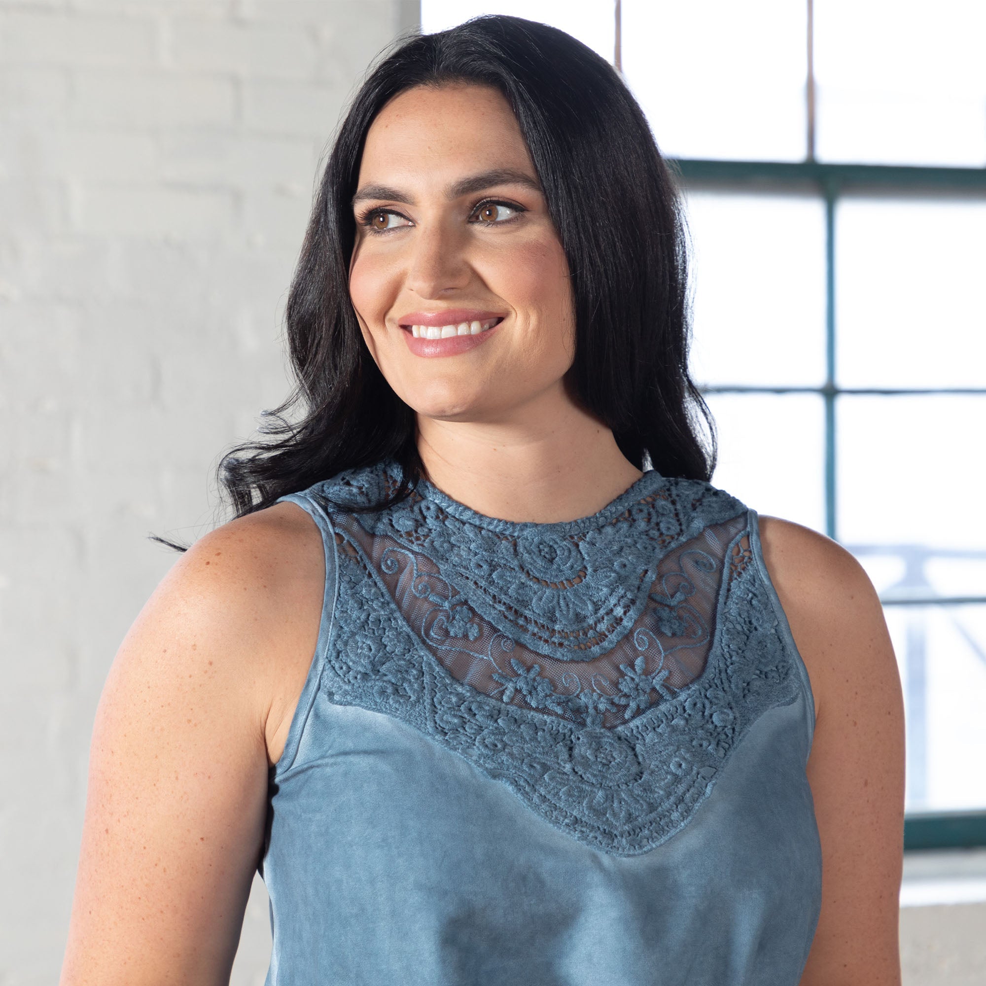 Lace Front Sleeveless Top - Aaria Tees Aaria Tees