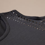 Cold Shoulder Rhinestone Top - Aaria Tees Aaria Tees