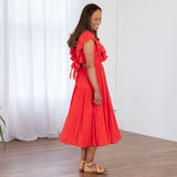 Open Back Ruffle Midi Dress - Aaria Tees Aaria Tees