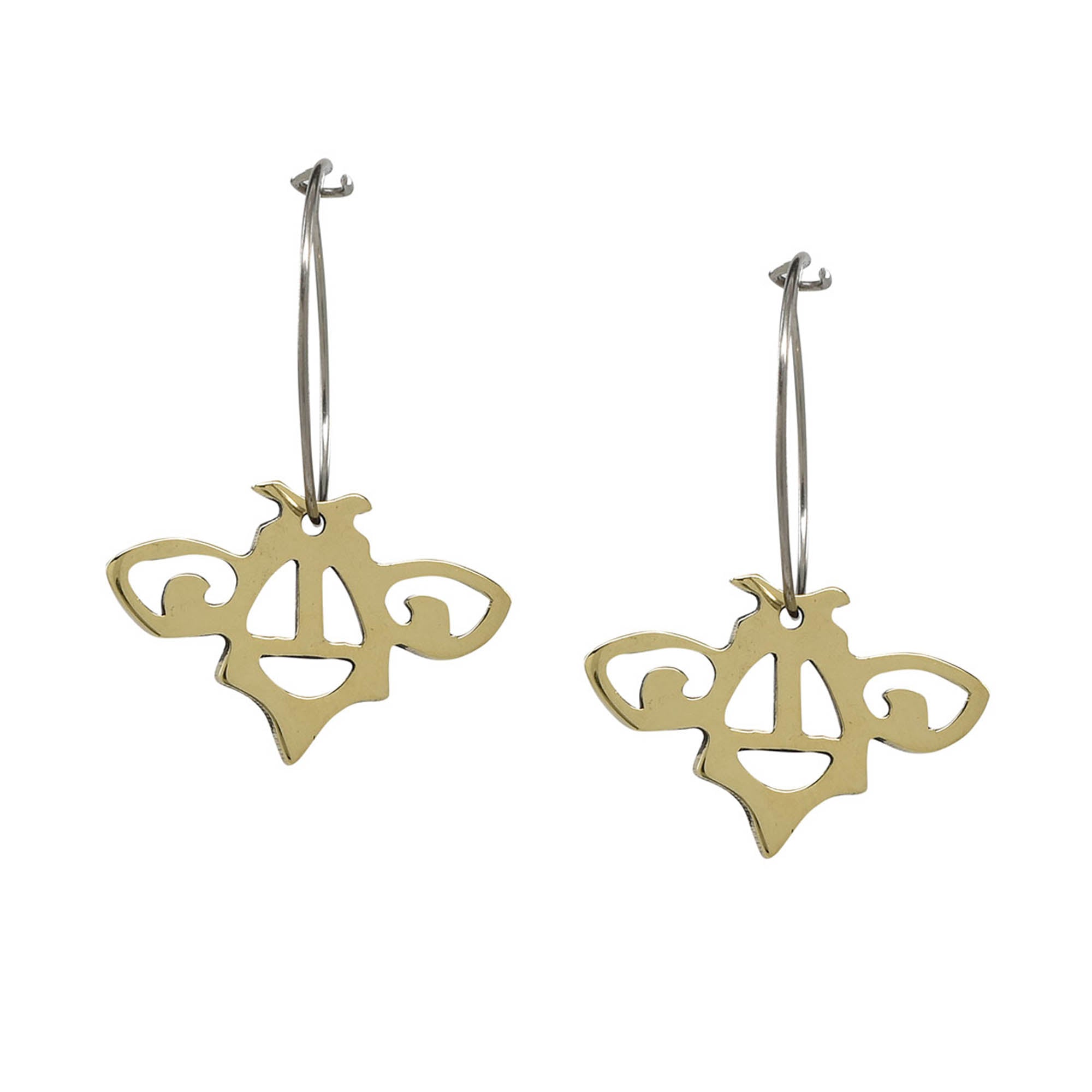 Mosaic Bee Brass Earrings - Aaria Tees Aaria Tees