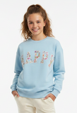 Tweenstyle by Stoopher - Light Blue Crewneck - Happy Floral Patch Aaria Tees