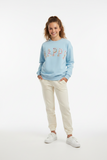 Tweenstyle by Stoopher - Light Blue Crewneck - Happy Floral Patch Aaria Tees