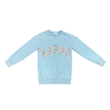 Tweenstyle by Stoopher - Light Blue Crewneck - Happy Floral Patch Aaria Tees