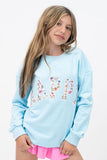 Tweenstyle by Stoopher - Light Blue Crewneck - Happy Floral Patch Aaria Tees