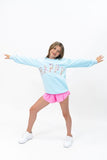 Tweenstyle by Stoopher - Light Blue Crewneck - Happy Floral Patch Aaria Tees