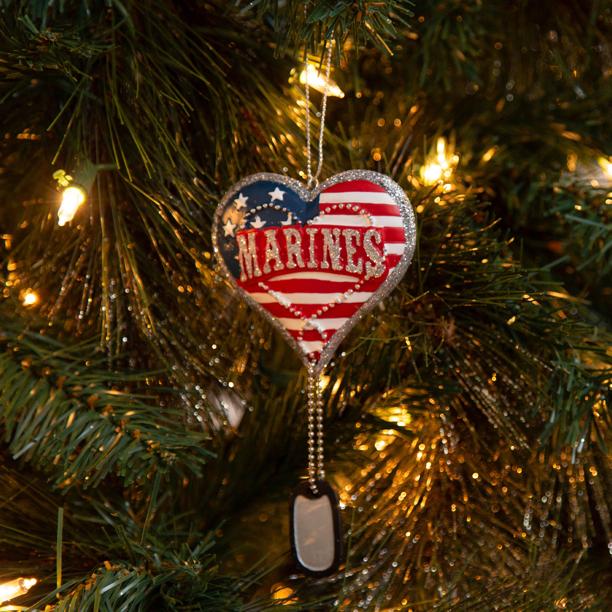 Military Service Heart & Dog Tag Ornament - Aaria Tees Aaria Tees