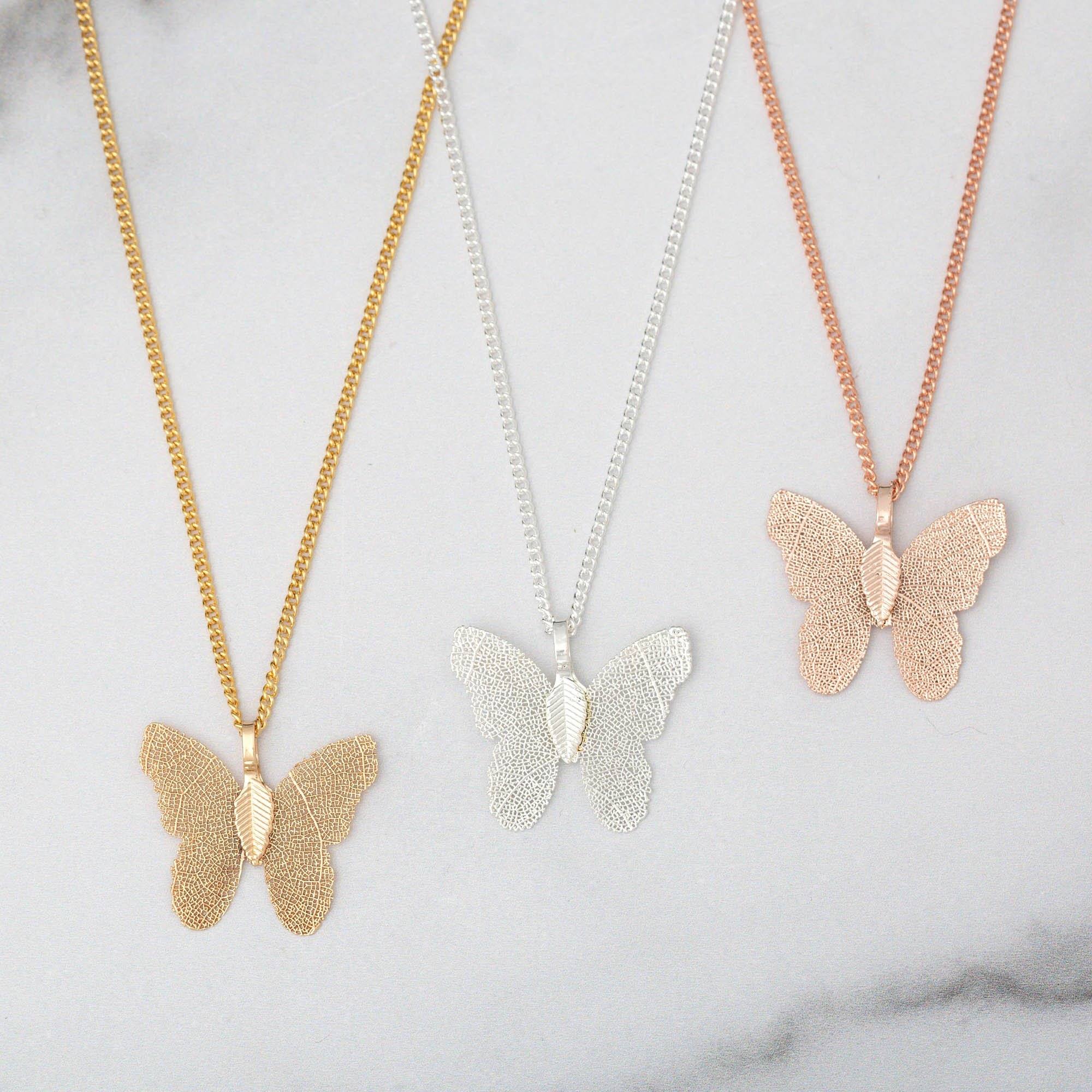 Lustrous Leaf Butterfly Necklace - Aaria Tees Aaria Tees