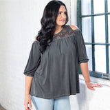 Cold Shoulder Juliet Sleeve Top - Aaria Tees Aaria Tees