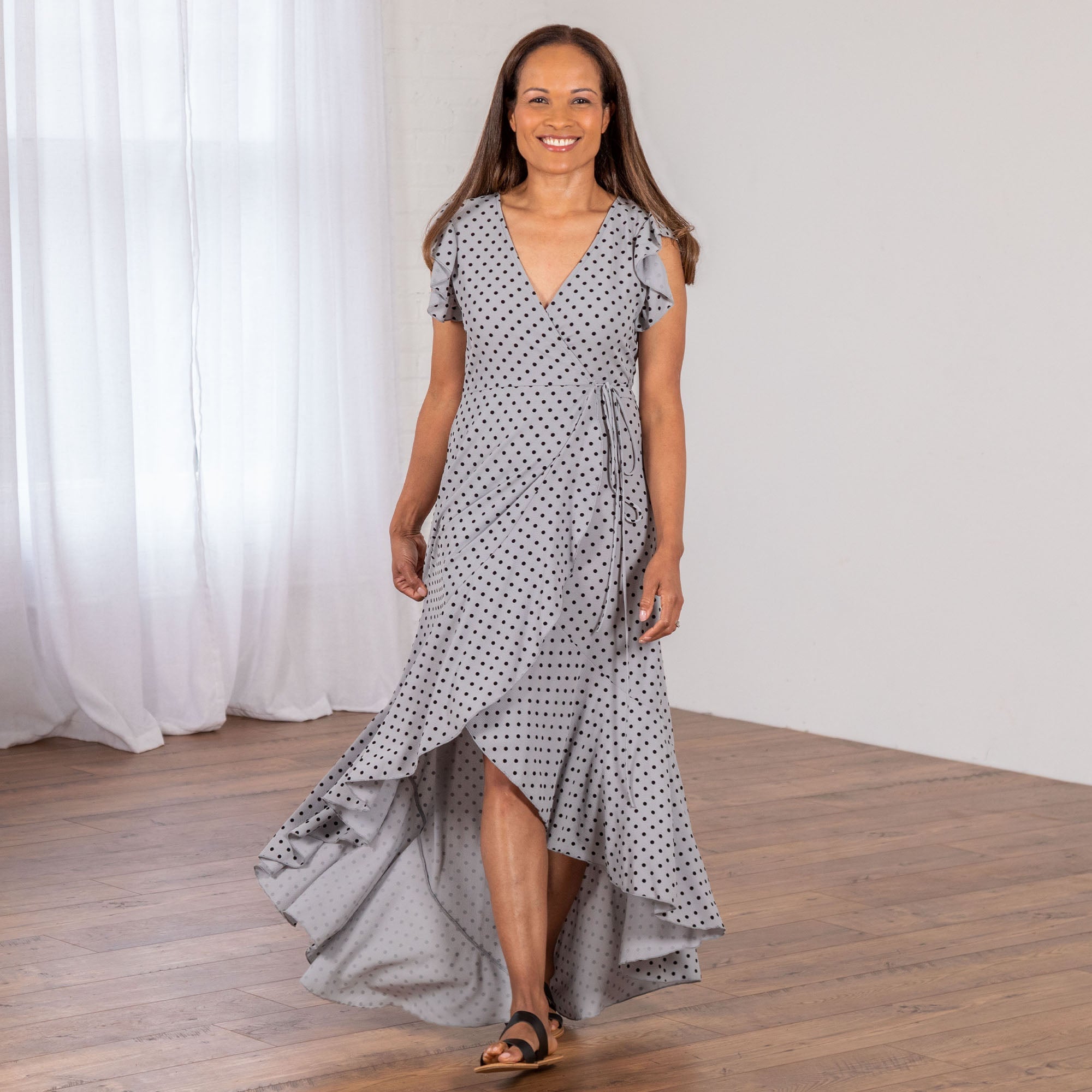 Polka Dot Maxi Wrap Dress - Aaria Tees Aaria Tees