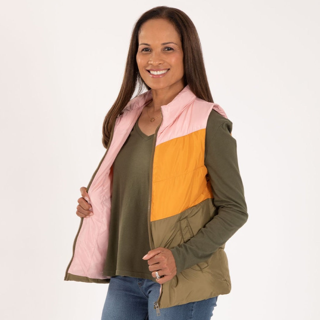 Puffy Chevron Pattern Vest - Aaria Tees Aaria Tees