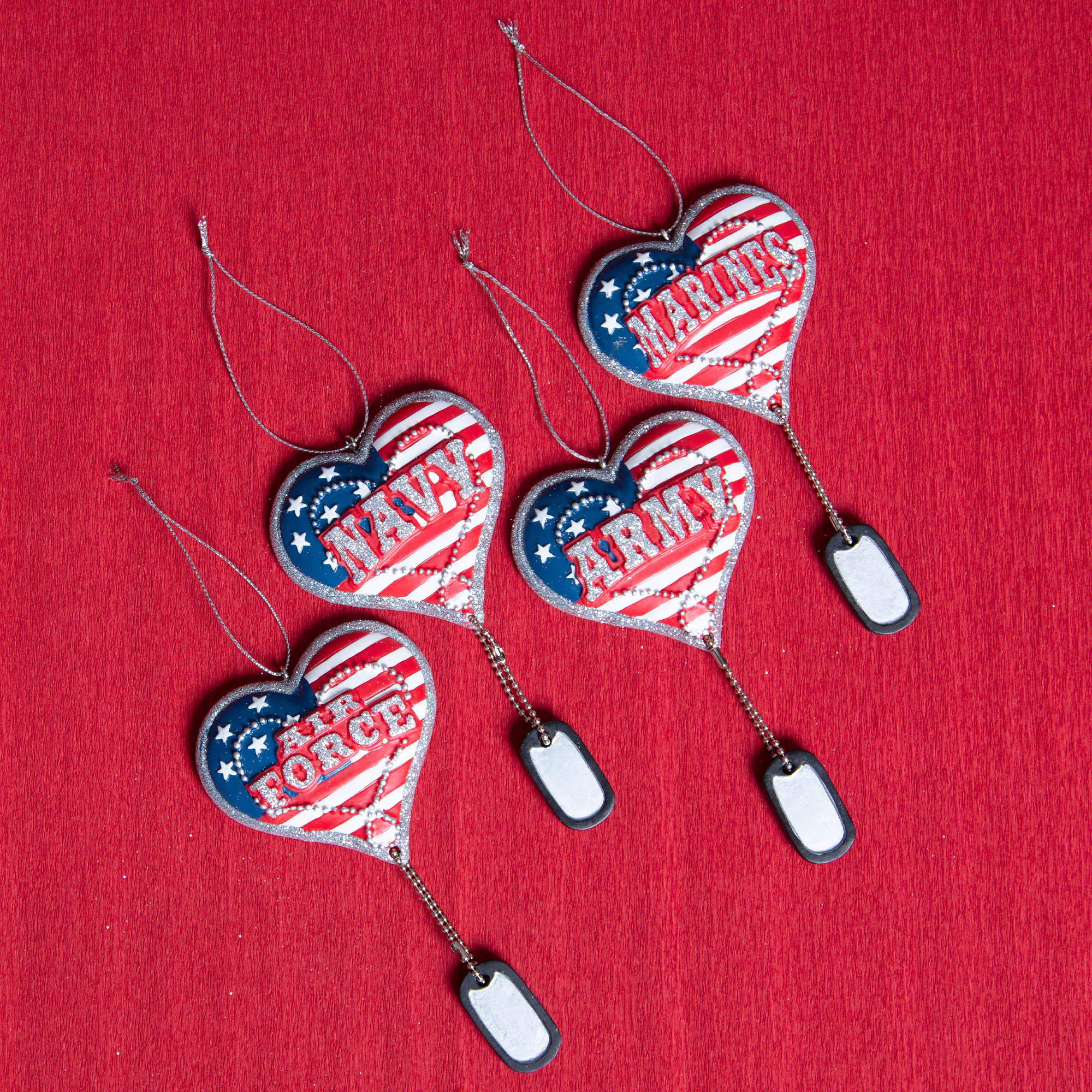 Military Service Heart & Dog Tag Ornament - Aaria Tees Aaria Tees