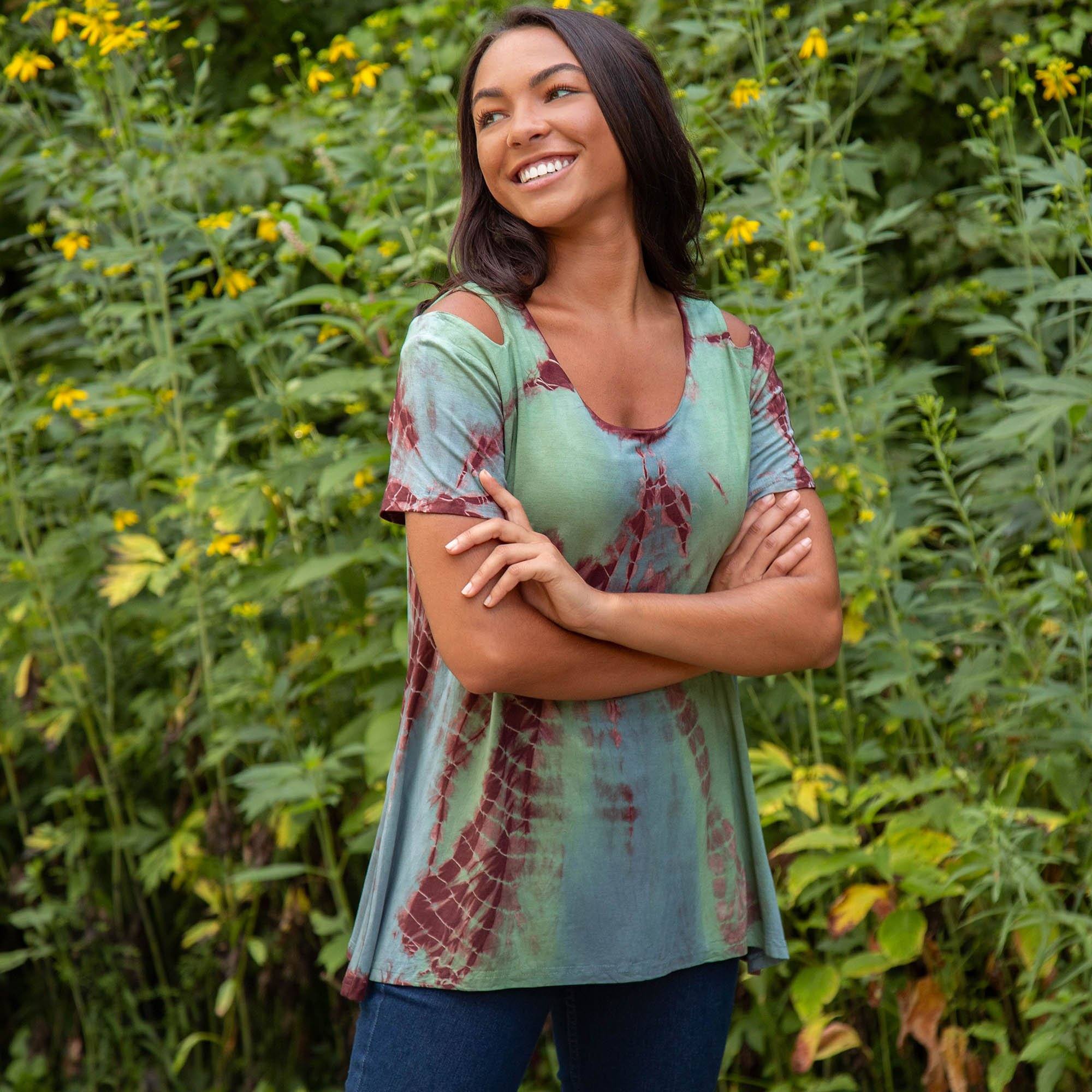 Sand & Stone Cold Shoulder Top - Aaria Tees Aaria Tees