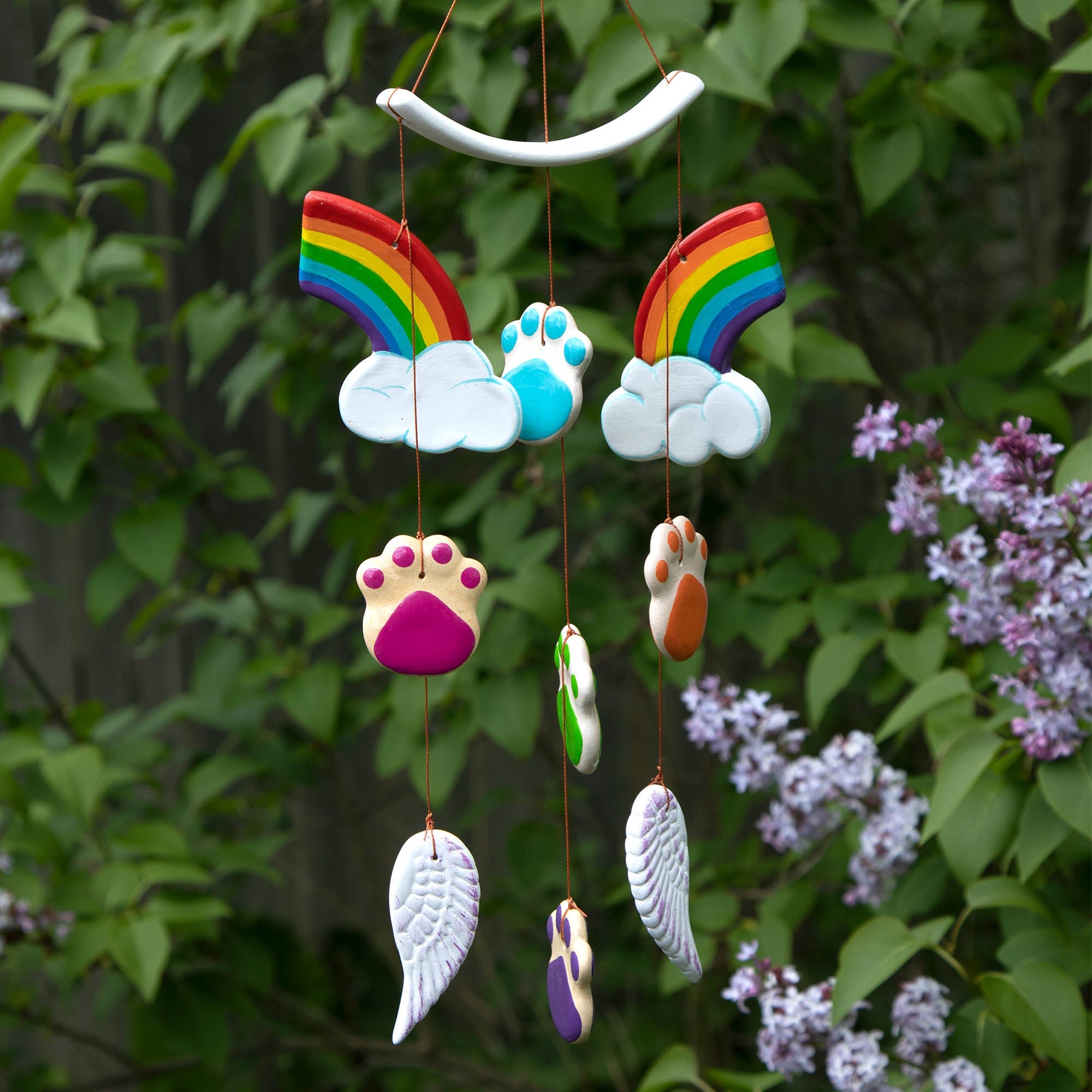 Rainbow Bridge Paw Print Ceramic Chime - Aaria Tees Aaria Tees