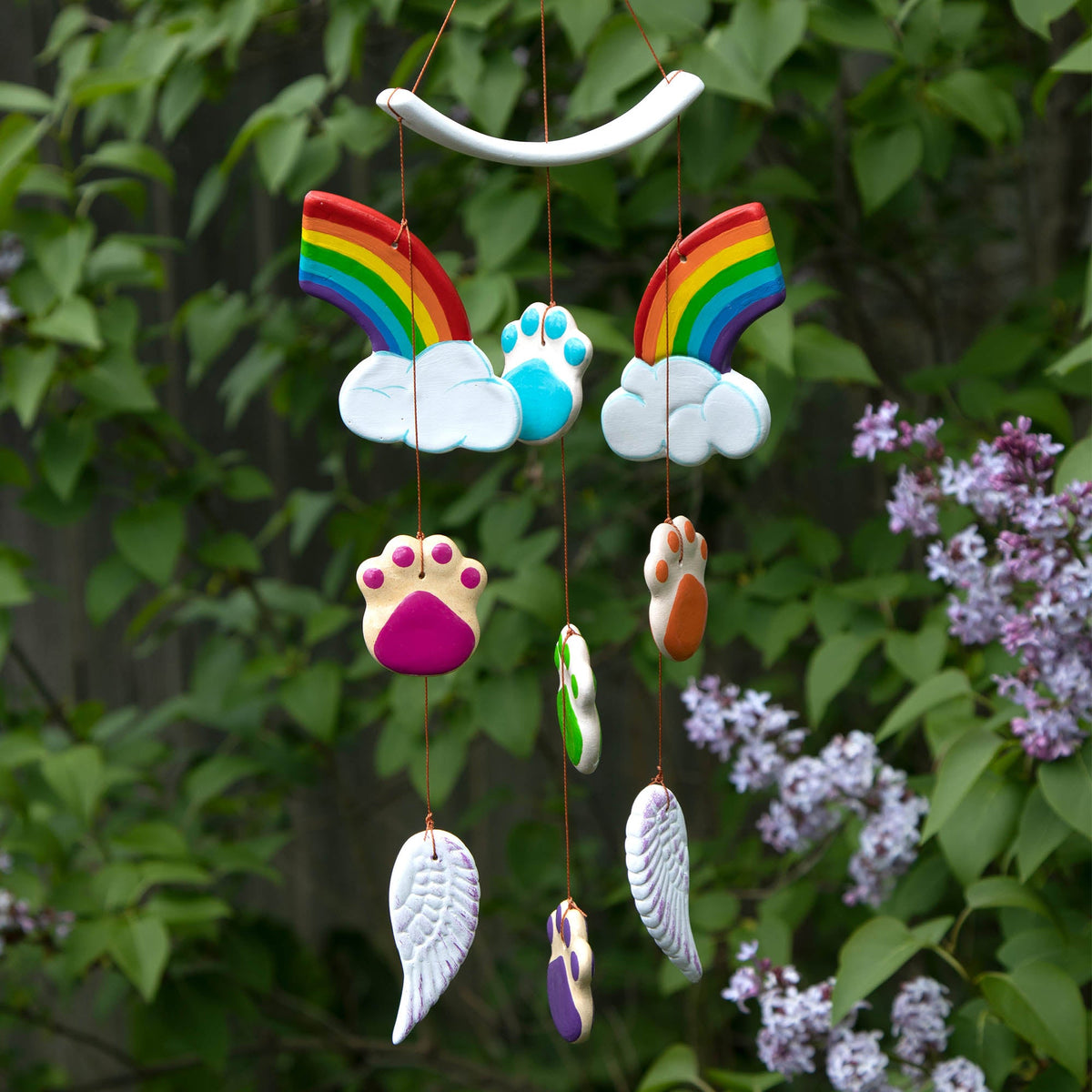 Rainbow Bridge Paw Print Ceramic Chime - Aaria Tees