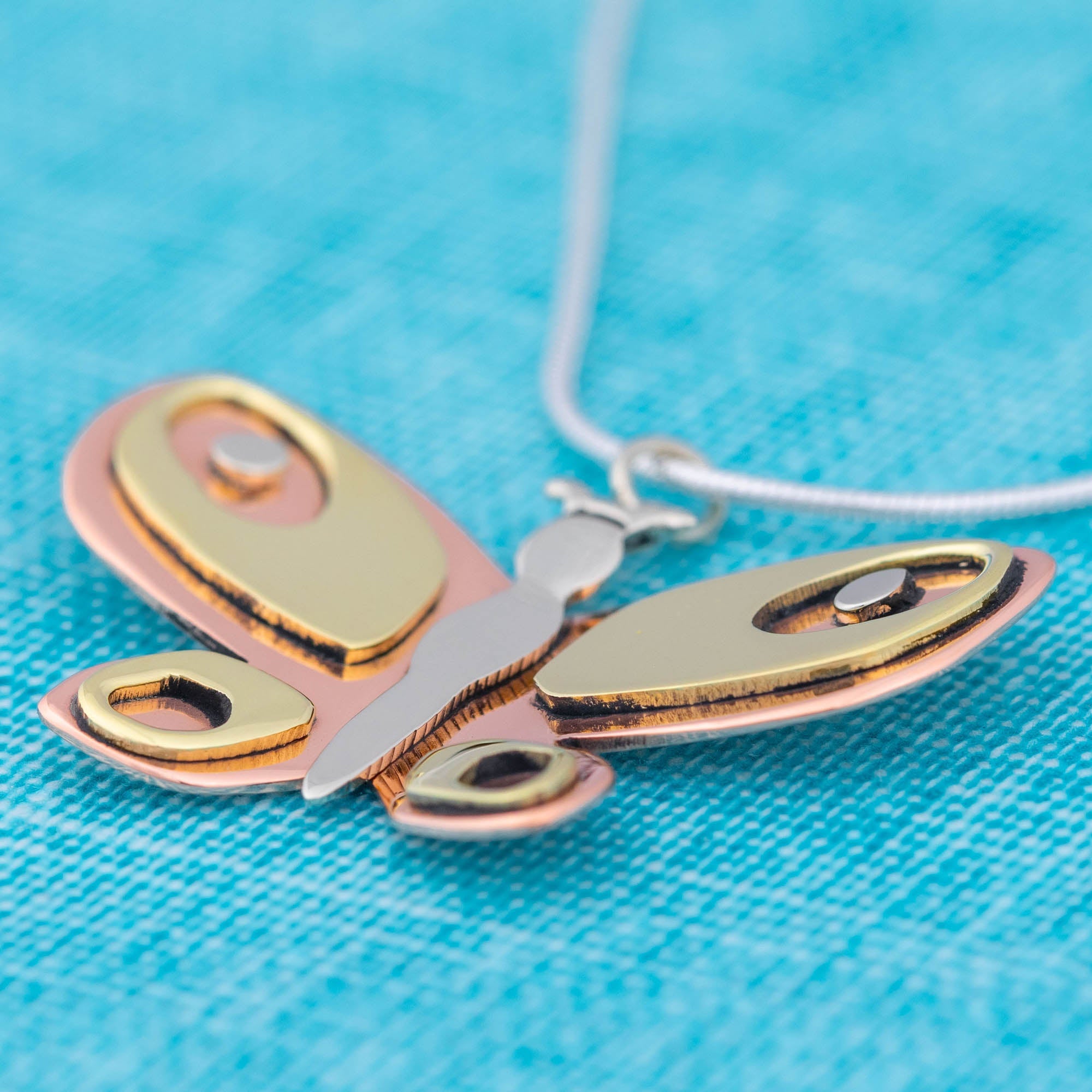 Colorful Butterfly Mixed Metal Necklace - Aaria Tees Aaria Tees