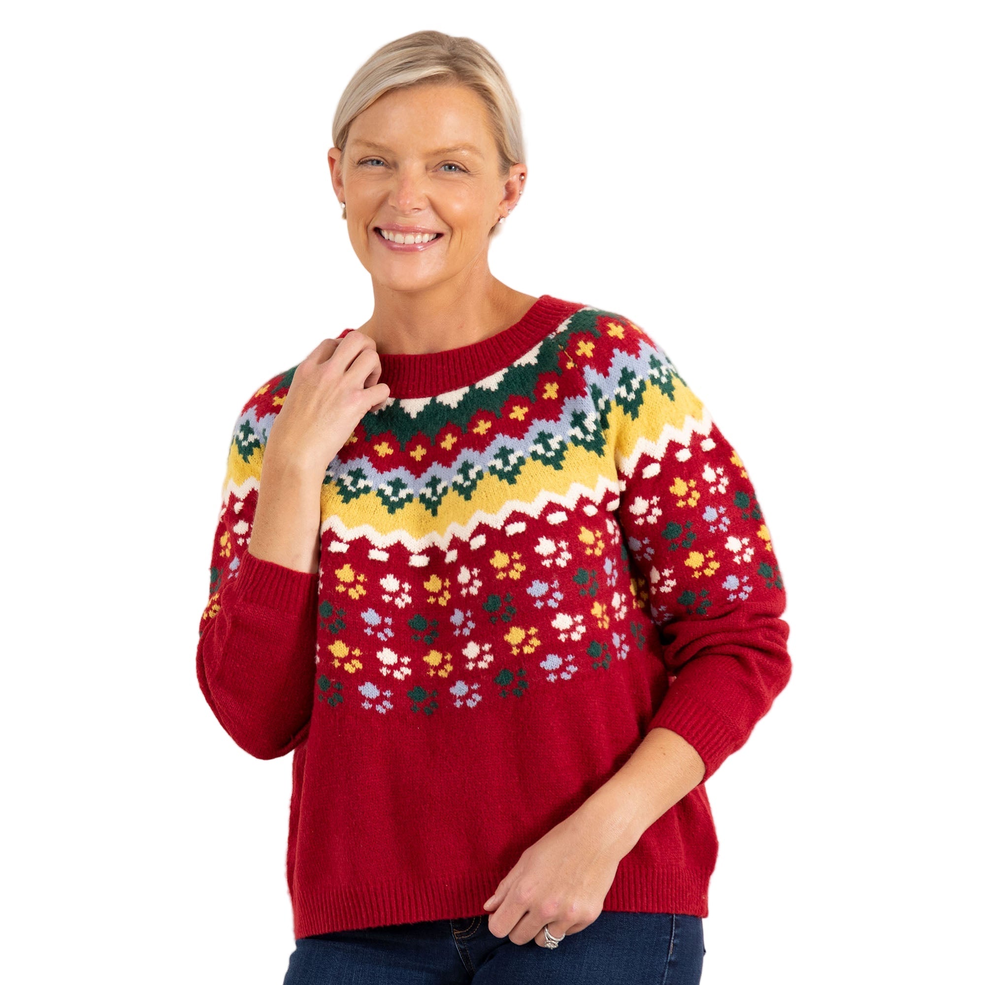 Nordic Paw Print Knitted Sweater - Aaria Tees Aaria Tees
