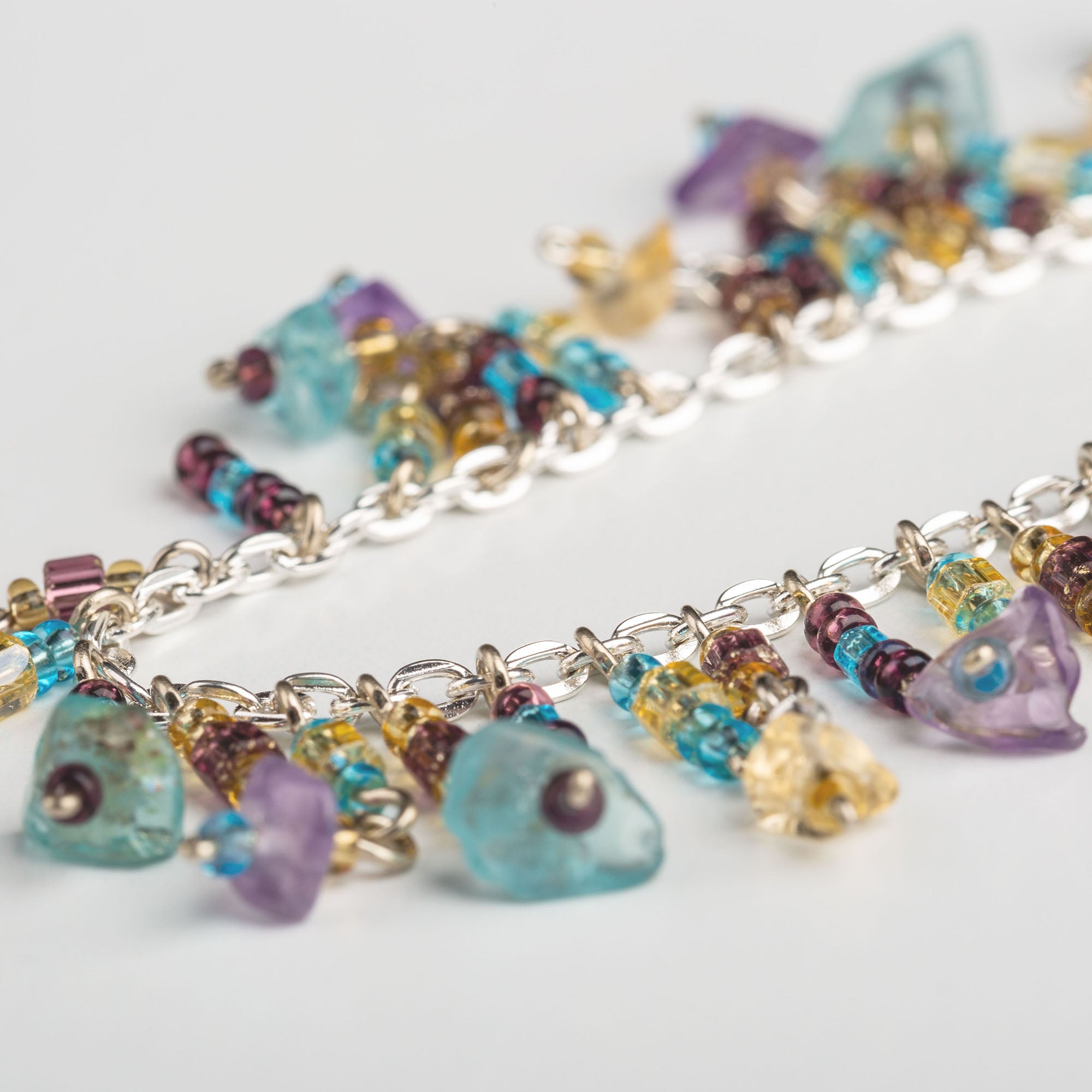 Dangling Gemstones Hand Beaded Anklet - Aaria Tees Aaria Tees