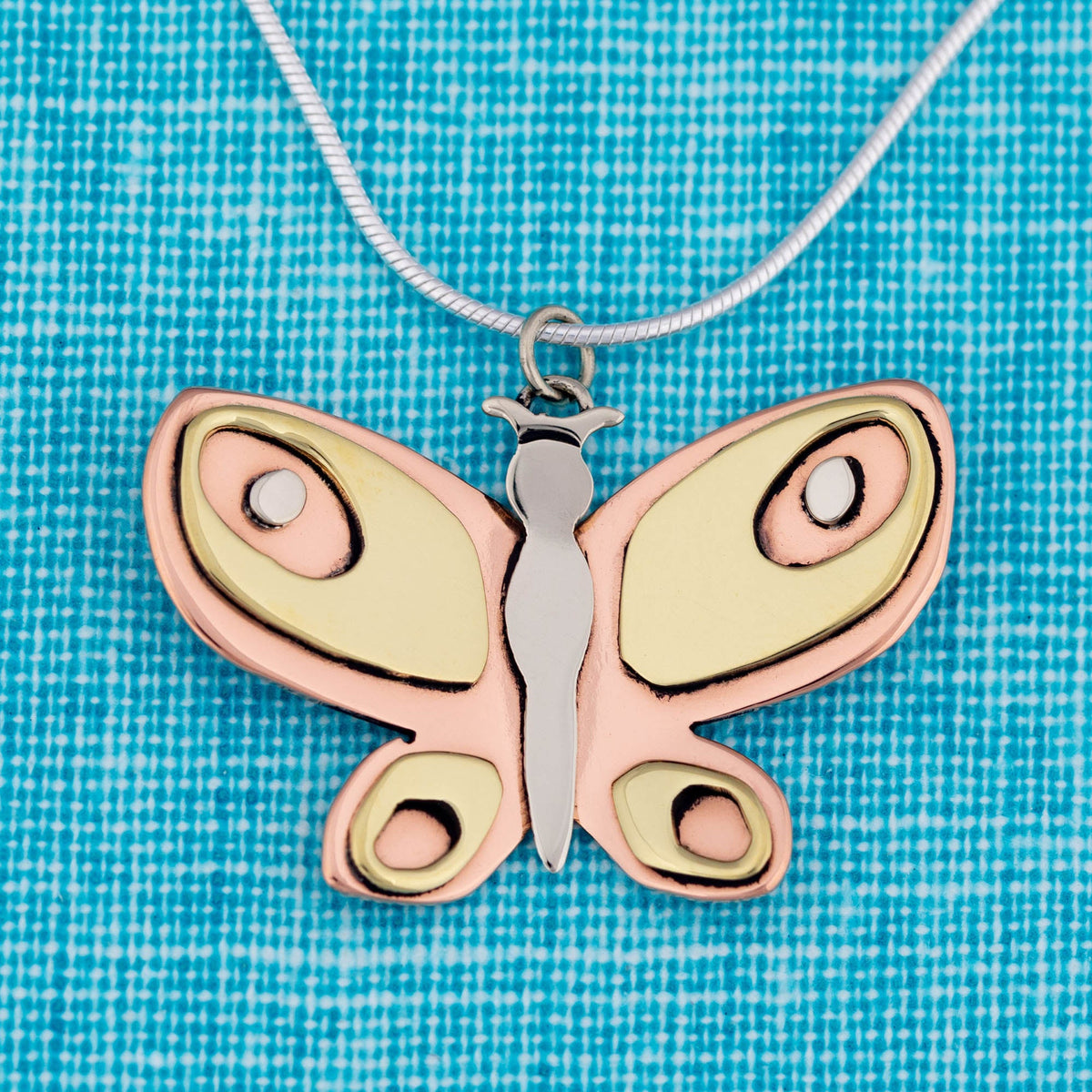 Colorful Butterfly Mixed Metal Necklace - Aaria Tees
