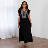 Midnight Garden Embroidered Long Dress - Aaria Tees Aaria Tees