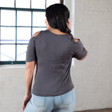 Cold Shoulder Rhinestone Top - Aaria Tees Aaria Tees