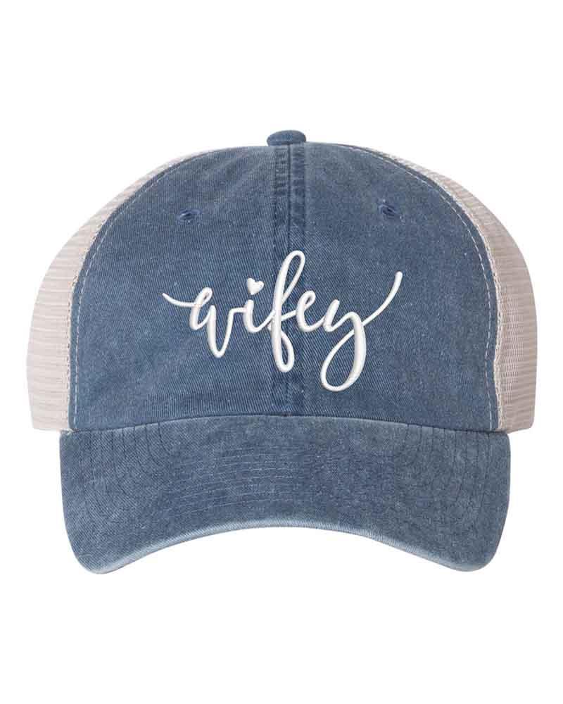 Embroidered Wifey/Hubby Trucker Hat – Anniversary Gift Cap - Aaria Tees Aaria Tees