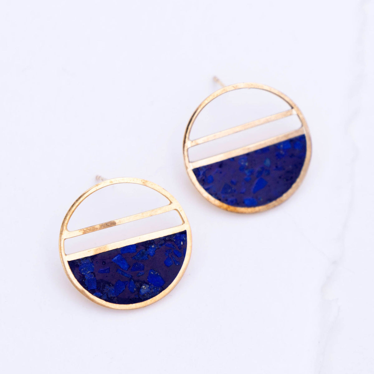 Half Full Lapis Earrings - Aaria Tees