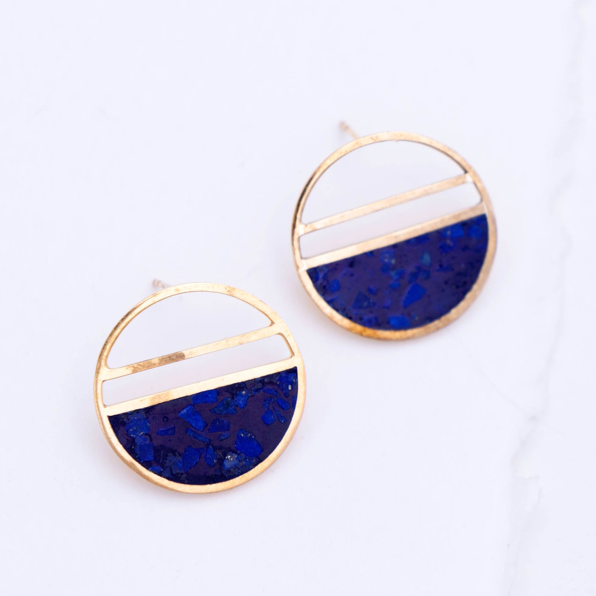 Half Full Lapis Earrings - Aaria Tees Aaria Tees