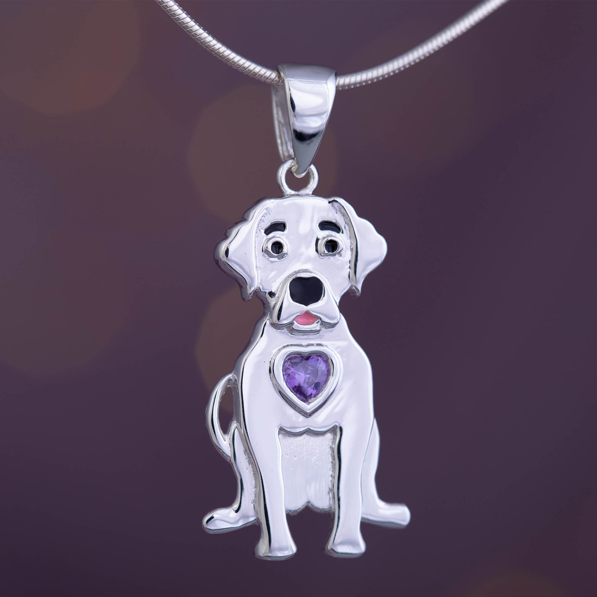 Sterling & Crystal Pup Necklace - Aaria Tees Aaria Tees