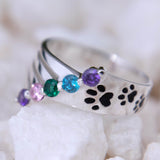 Walking Paws to the Rainbow Sterling Ring - Aaria Tees Aaria Tees