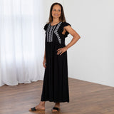 Midnight Garden Embroidered Long Dress - Aaria Tees Aaria Tees