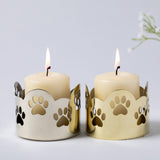 Paw Print Mixed Metal Candle Holder - Aaria Tees Aaria Tees