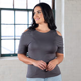 Cold Shoulder Rhinestone Top - Aaria Tees Aaria Tees