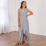 Polka Dot Maxi Wrap Dress - Aaria Tees Aaria Tees