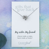 Sisters Friends Always Pewter Necklace - Aaria Tees Aaria Tees